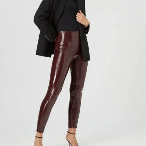 SPANX Faux Patent Leather Leggings in Ruby NWT - Picture 4 of 10